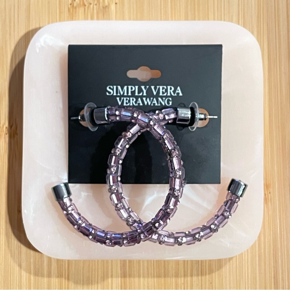 Simply, Vera, Vera Wang, pink and silver hoop earrings